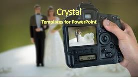  Presentation with camera - PPT layouts with camera against wedding cake figurine background and a tawny brown colored foreground