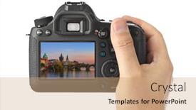 Presentation with prague - Amazing theme having camera-and-cityscape-of-prague backdrop and a coral colored foreground