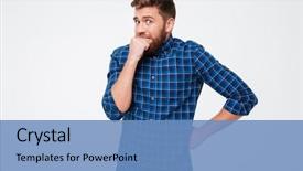  Presentation with vernier caliper bearing isolated - Colorful presentation theme enhanced with camera and don't know backdrop and a teal colored foreground