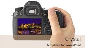  Presentation with saint - Amazing theme having camera-and-fortress-of-saint backdrop and a coral colored foreground