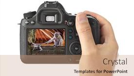  Presentation with monkey - Presentation theme with camera-and-monkey-in-bali background and a coral colored foreground