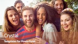  Presentation with free music - Beautiful PPT theme featuring camera at a music festival backdrop and a  colored foreground