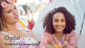  Presentation with festival music - Slide set having camera at a music festival background and a  colored foreground