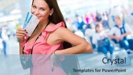  Presentation with airport boarding pass - Colorful PPT theme enhanced with camera at the airport backdrop and a  colored foreground