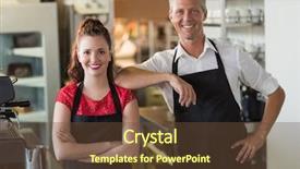  Presentation with servers - Colorful presentation design enhanced with camera at the cafe backdrop and a  colored foreground