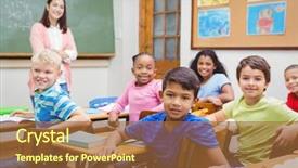  Presentation with school elementary - Amazing slide deck having camera at the elementary school backdrop and a tawny brown colored foreground