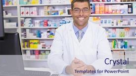  Presentation with hospital pharmacy - Presentation theme with camera at the hospital background and a sky blue colored foreground