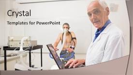  Presentation with physical fitness test - PPT layouts consisting of sport physiology - doctor conducting fitness test smiling background and a light gray colored foreground