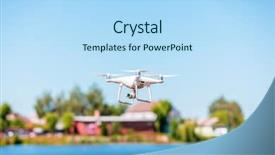  Presentation with camera drone - PPT layouts with camera blur river on background background and a light blue colored foreground