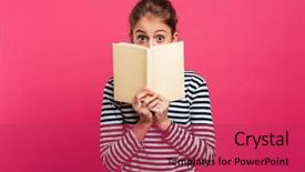  Presentation with naughty girl is standing - Audience pleasing PPT theme consisting of camera covering face with book backdrop and a red colored foreground