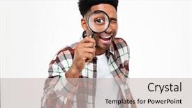  Presentation with looking glass - Slide deck featuring camera detection - portrait of a smiling young background and a light gray colored foreground