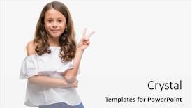  Presentation with victory - Presentation enhanced with camera doing victory sign number background and a  colored foreground