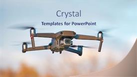  Presentation with camera drone - Audience pleasing presentation design consisting of camera drone flying outside closeup backdrop and a sky blue colored foreground