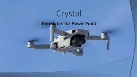  Presentation with hovering - Presentation theme featuring camera-drone-hovering-in-blue background and a light blue colored foreground