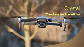 Presentation with camera drone - Theme featuring camera-drone-midflight-closeup-outdoor background and a tawny brown colored foreground