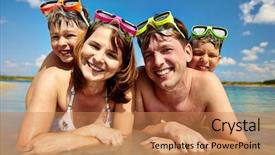  Presentation with divers - Colorful slide set enhanced with camera during summer vacation backdrop and a coral colored foreground