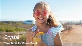  Presentation with orange juice - Presentation design featuring camera fashion girl wearing pink background and a coral colored foreground