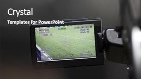  Presentation with stadium - Theme with camera filming soccer stadium background and a dark gray colored foreground