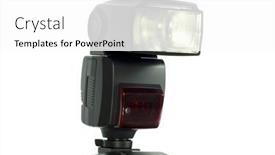  Presentation with flash - PPT theme consisting of camera-flash-isolated-on-white background and a white colored foreground
