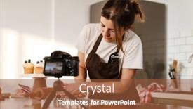  Presentation with cookies christmas - Amazing slide deck having camera-footage-of-focused-baker backdrop and a tawny brown colored foreground