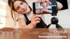  Presentation with cookie - Colorful presentation theme enhanced with camera-footage-of-happy-baker backdrop and a red colored foreground