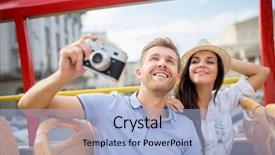  Presentation with tour - Cool new PPT theme with camera in a tour bus backdrop and a light blue colored foreground