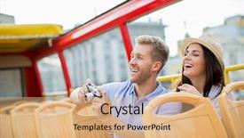  Presentation with tour - Amazing slides having camera in a tour bus backdrop and a coral colored foreground