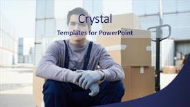  Presentation with moving and drving car - Presentation design with camera in cargo container area background and a sky blue colored foreground