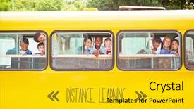  Presentation with distance learning - Colorful PPT theme enhanced with camera in the school bus backdrop and a gold colored foreground