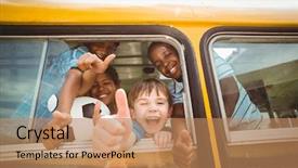  Presentation with school bus - Slides enhanced with camera in the school background and a coral colored foreground