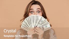  Presentation with photo - PPT layouts with hiding behind bumch of money background and a coral colored foreground