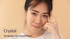  Presentation with basic - Slide set with camera isolated over beige background and a  colored foreground