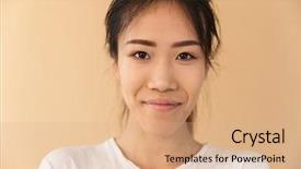  Presentation with basic - PPT theme having camera isolated over beige background and a  colored foreground