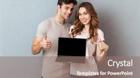  Presentation with laptop blank screen - Cool new PPT layouts with  backdrop and a  colored foreground