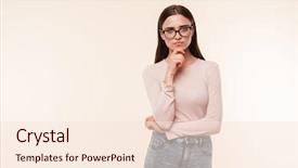  Presentation with critical thinking - Presentation design featuring camera isolated over pink background background and a lemonade colored foreground