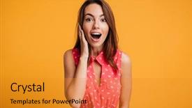  Presentation with mouth - Audience pleasing slide set consisting of camera isolated over yellow background backdrop and a gold colored foreground