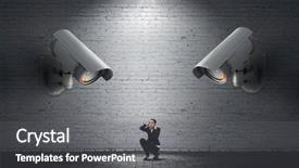  Presentation with camera security - PPT theme featuring camera keep an eye background and a gray colored foreground