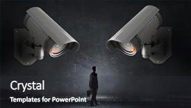  Presentation with cctv camera - PPT theme consisting of camera keep an eye background and a dark gray colored foreground