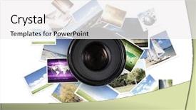  Presentation with lens - Audience pleasing PPT layouts consisting of camera lens against light background backdrop and a white colored foreground