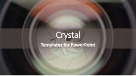  Presentation with iris - Slide deck having camera lens aperture iris background and a gray colored foreground