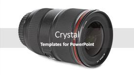  Presentation with lens - Colorful slide deck enhanced with camera-lens-isolated-on-white backdrop and a dark gray colored foreground