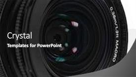  Presentation with lens - Cool new slide set with camera lens isolated on white background backdrop and a black colored foreground