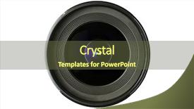  Presentation with illustration of a camera lens - Theme consisting of camera lens isolated on white background and a tawny brown colored foreground