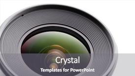  Presentation with camera - Cool new presentation theme with camera lense over white background backdrop and a gray colored foreground