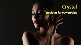  Presentation with feminine - Presentation theme having camera looking aside in low background and a wine colored foreground