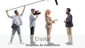  Presentation with woman engineer - Presentation theme with camera-man-and-sound-engineer background and a white colored foreground