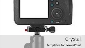  Presentation with camera - Colorful presentation design enhanced with camera-on-tripod-isolated backdrop and a light gray colored foreground