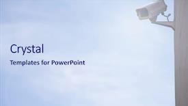  Presentation with cctv camera - Colorful slides enhanced with camera on wall with cloud backdrop and a  colored foreground