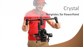  Presentation with recording - Presentation design with camera-operator-recording background and a white colored foreground