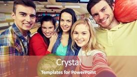  Presentation with entertainment - Theme with camera or smartphone in bowling background and a coral colored foreground